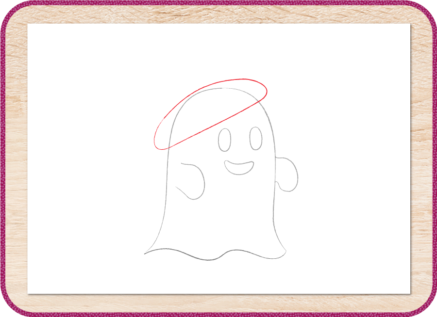 come disegnare un fantasmino passo 6, tesa del cappello