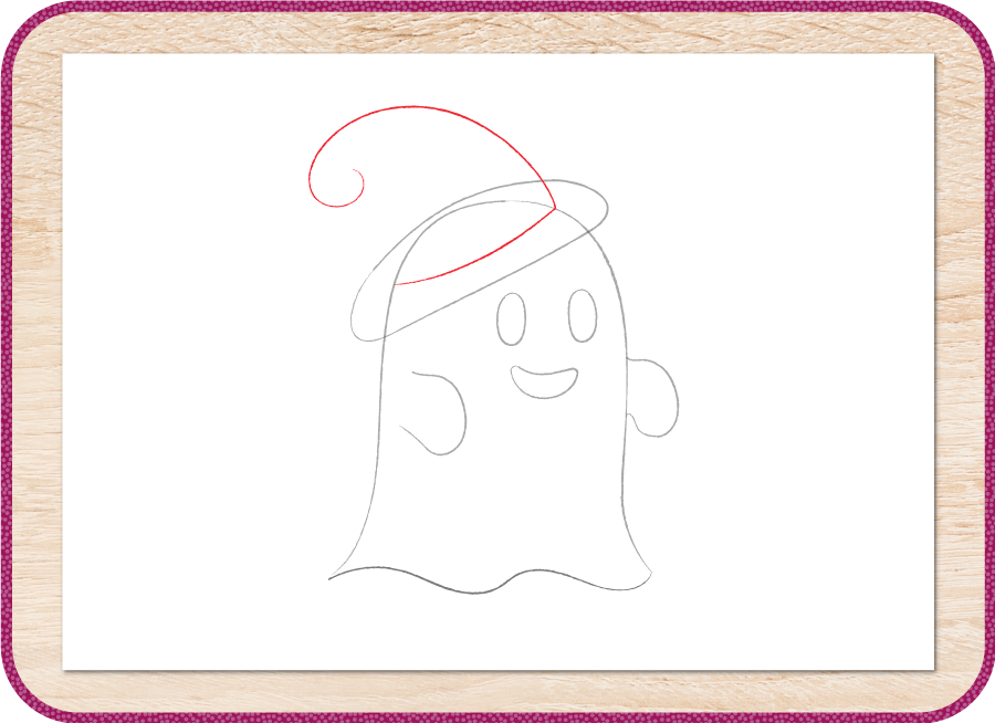 come disegnare un fantasmino passo 7, punta del cappello