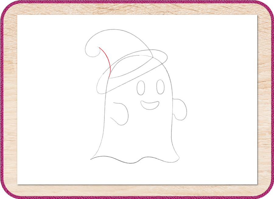 come disegnare un fantasmino passo 8, cappello da strega