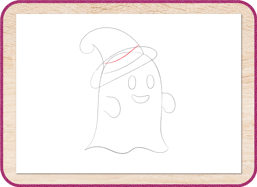 come disegnare un fantasmino passo 9, fascia del cappello